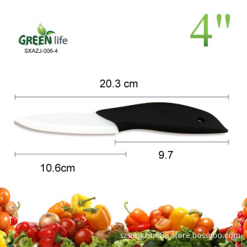 Hot selling ceramic utility knife,1-Piece 4 inch ceramic utility knife with soft handle,black blade&handle design